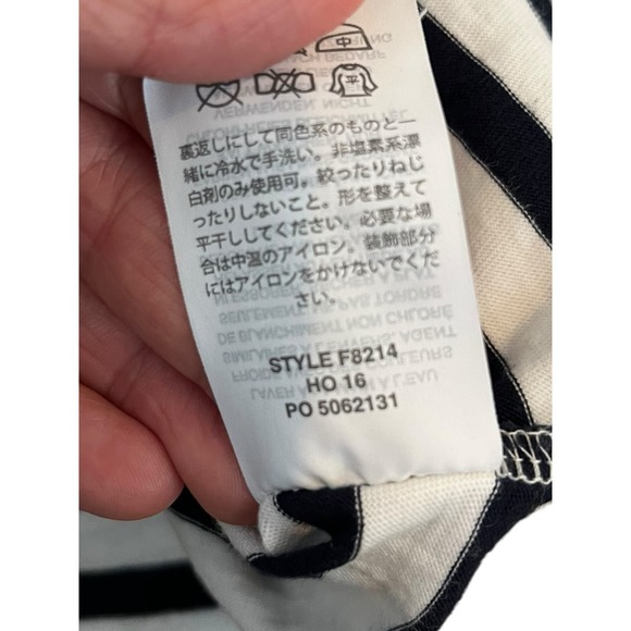 Crewcuts Navy/White Striped Top with Gold Crinkle Bow - Size 6/7 Girls - Picture 7 of 8